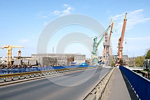 Shipyard cranes