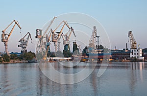 Shipyard cranes