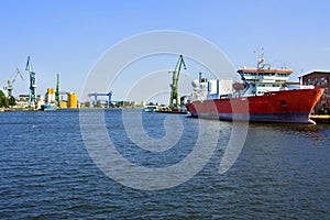 Shipyard cranes in shipyard Gdansk, Poland