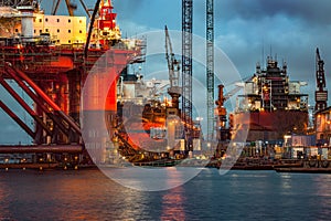 Shipyard at dusk