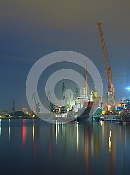 Shipyard of Gdansk at night