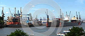 Shipyard in Hamburg harbor