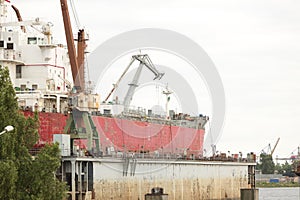 Shipyard industry, ship building,floating dry dock in shipyard