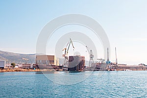 Shipyard industry, ship building in Trogir, Croatia