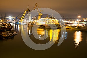 Shipyard at night