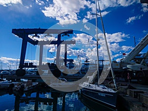 Shipyard in the port of Sestri Ponente (Genoa).