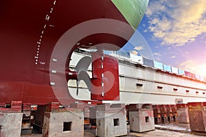 Shipyard propeller and rudder repair.