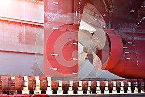 Shipyard Propeller with rudder under reconstruction,