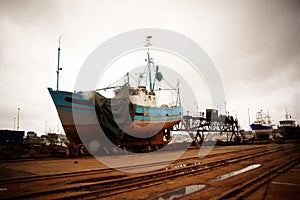 Shipyard by a rainy day