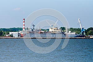 Shipyard for repair and maintenance vessels, overhaul of cargo ships in repair dock, industrial