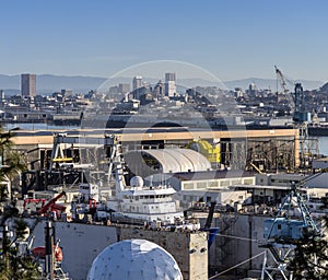 Shipyards and Portland Oregon skyline
