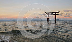 Shirahige tori in Lake Biwa in Japan
