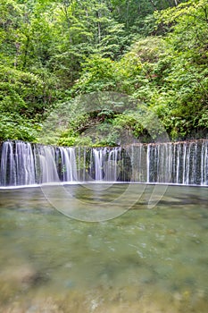 Shiraito Falls (Shiraito-no-taki) 3 Meters height waterfall but spread out over a 70 meter wide arch.