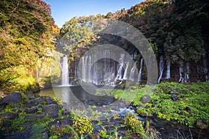 Shiraito no Taki Falls is located in the southwestern foothills of Fujisan. This waterfall is sourced from the springs of Fujisan