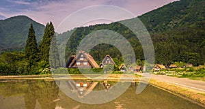 Shirakawa-go - May 26, 2019: The traditional buildings of the village of Shirakawa-go, Japan