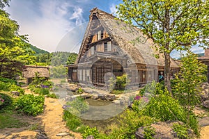 Shirakawa-go - May 27, 2019: The traditional buildings of the village of Shirakawa-go, Japan