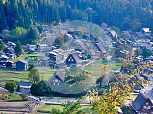 Shirakawa-go (ogimachi village) an autumn rains in Gifu Prefecture is known as a village of Gassho style house.