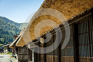 Shirakawa Traditional and Historical Japanese village Shirakawago in autumn. House build by wooden with roof gassho zukuri style.