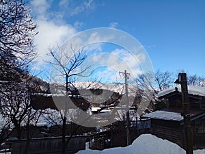 The shirakawago village in winter seasone snow
