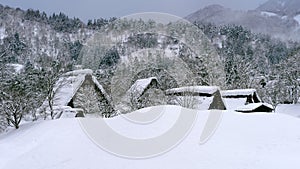Shirakawago village in winter, UNESCO world heritage sites, Japan