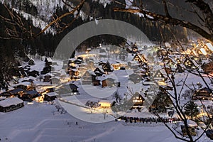 Shirakawago World Heritage Village Light Up Festival in Snow fall, Gifu, Japan