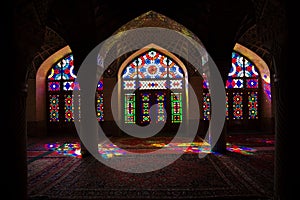 Shiraz, Iran - 29 Sep 2012: Nasir-ol-molk Mosque in Shiraz, Iran