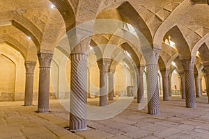 SHIRAZ, IRAN - JULY 6, 2019: Vaults of Vakil mosque in Shiraz, Ira