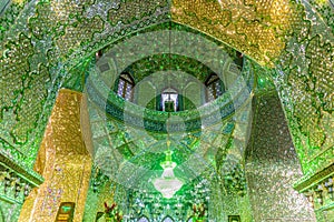 SHIRAZ, IRAN - JULY 8, 2019: Interior of Imamzadeh-ye Ali Ebn-e Hamze (Ali Ibn Hamza Mausoleum) in Shiraz, Ir