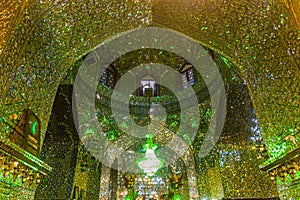 SHIRAZ, IRAN - JULY 8, 2019: Interior of Imamzadeh-ye Ali Ebn-e Hamze (Ali Ibn Hamza Mausoleum) in Shiraz, Ir