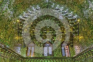 SHIRAZ, IRAN - JULY 8, 2019: Interior of Imamzadeh-ye Ali Ebn-e Hamze (Ali Ibn Hamza Mausoleum) in Shiraz, Ir