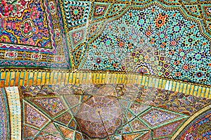 The complex patterns in Nasir Ol-Molk mosque, Shiraz, Iran