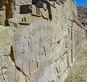 Shiraz, PERSEPOLIS, IRAN,Bas-relief depicts ambassadors, bearing gifts to the king