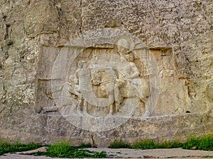 Shiraz, PERSEPOLIS, Naqsh-e Rustam, Iran. Bas-relief of the Persian Empire