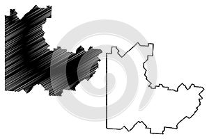 Shire of Boulia (Commonwealth of Australia, Queensland state) map vector illustration, scribble sketch Boulia map