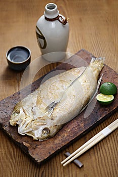 Shiro amadai wakasayaki, Japanese style grilled white tilefish