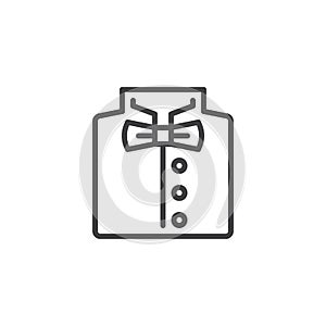 Shirt with bow tie line icon