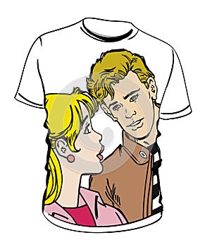 Shirt with couple illustration
