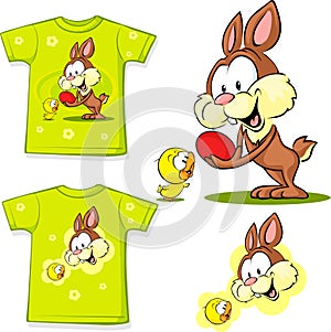 Shirt with cute easter design - bunny an chicken easter