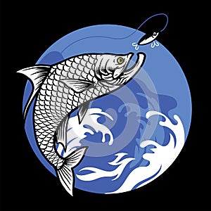 Shirt design of fishing tarpon fish