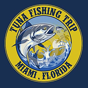 Shirt design of tuna fishing