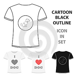 Shirt I love dogs vector icon in cartoon style for web