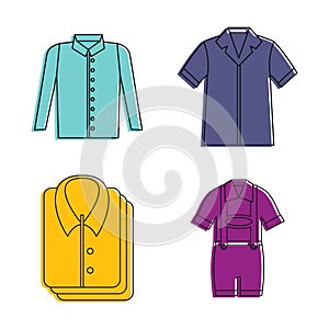 Shirt icon set, color outline style