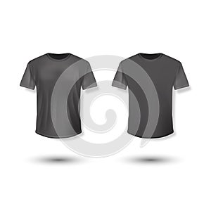 Shirt mock up set. T-shirt template. Black, gray and white version, front design.