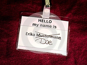 Shirt with name tag, Jane Doe, Erika Mustermann photo