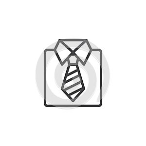 Shirt with neck tie outline icon