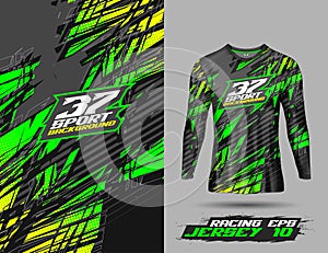 Shirt template, long sleeve jersey design abstract background for extreme jersey team, racing, cycling, leggings, football, gaming