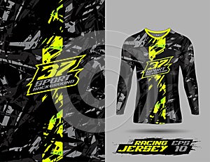 Shirt template, long sleeve racing jersey design, soccer jersey