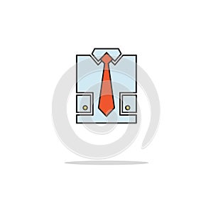 Shirt and tie color thin line icon.Vector illustration