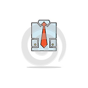 Shirt and tie color thin line icon.Vector illustration