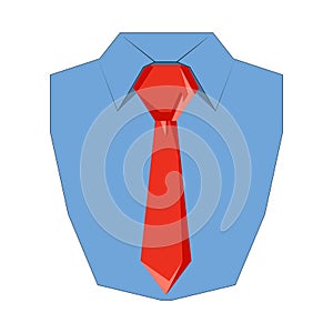 Shirt and tie flat icon. Front view